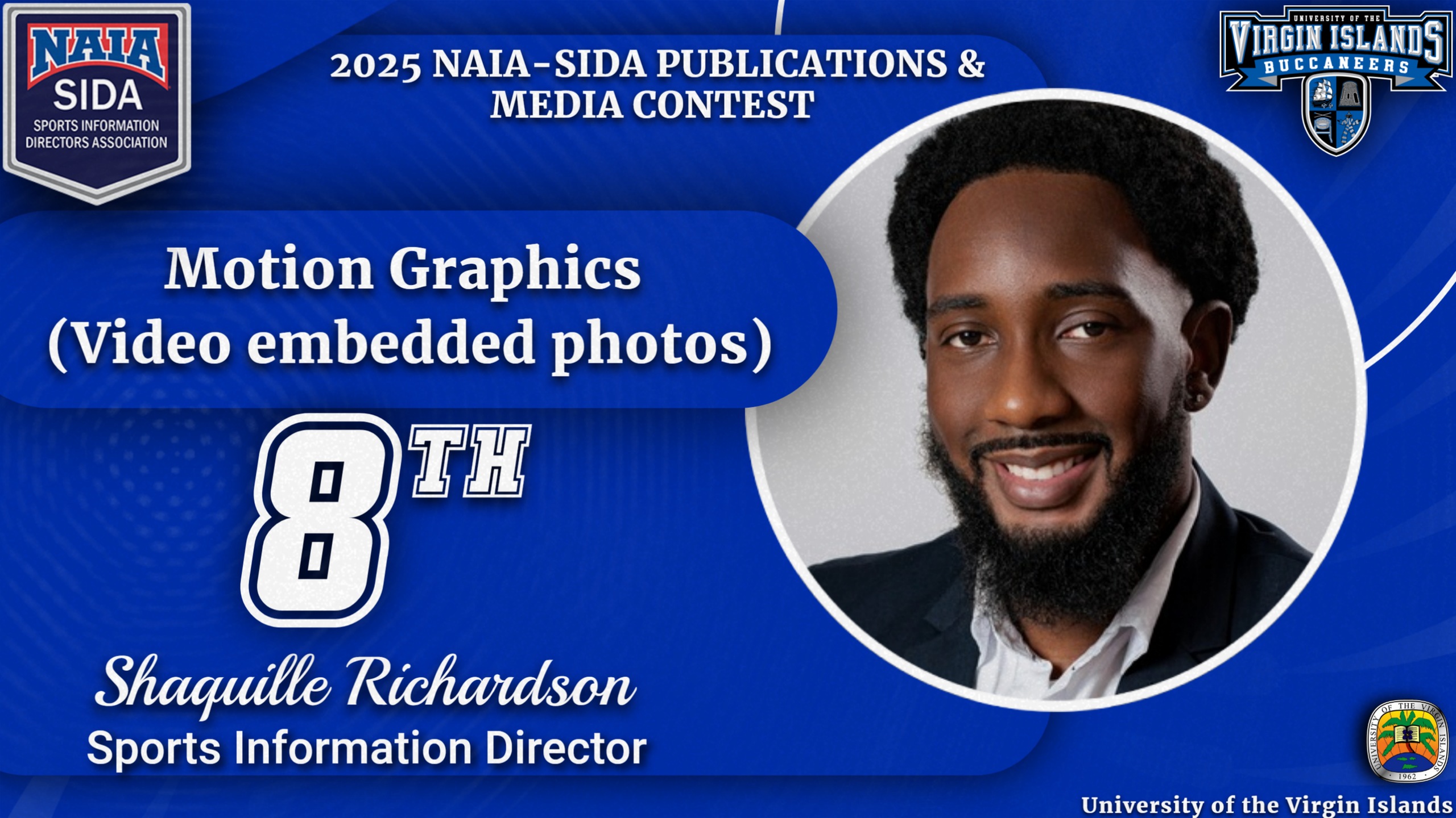 UVI Sports Information Director Shaquille Richardson Among Top Finishers in NAIA Publication Contest